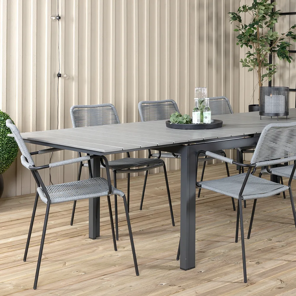 Lindos Armlehnstuhl Grau 2er-Pack