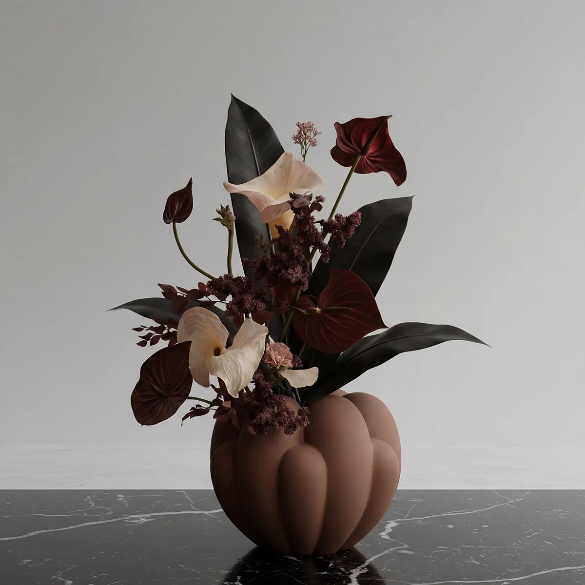 Handgefertigte Vase Bloom Mini Almond H27 cm