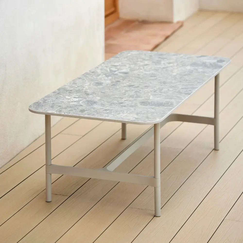 Gestell für Couchtisch, rechteckig, gedreht, sandfarben, Aluminium