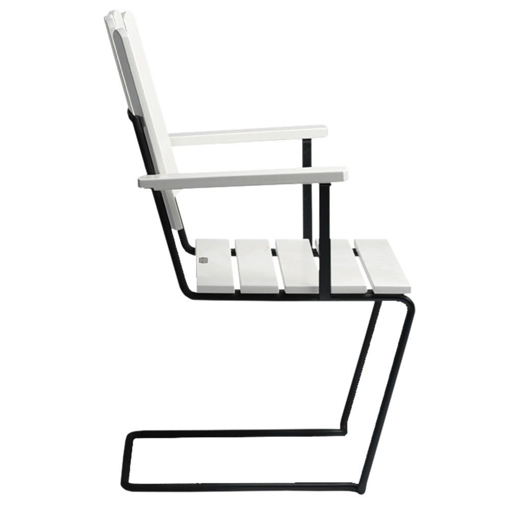 A2 Sessel Weiß lackierte Eiche / Schwarzes Gestell