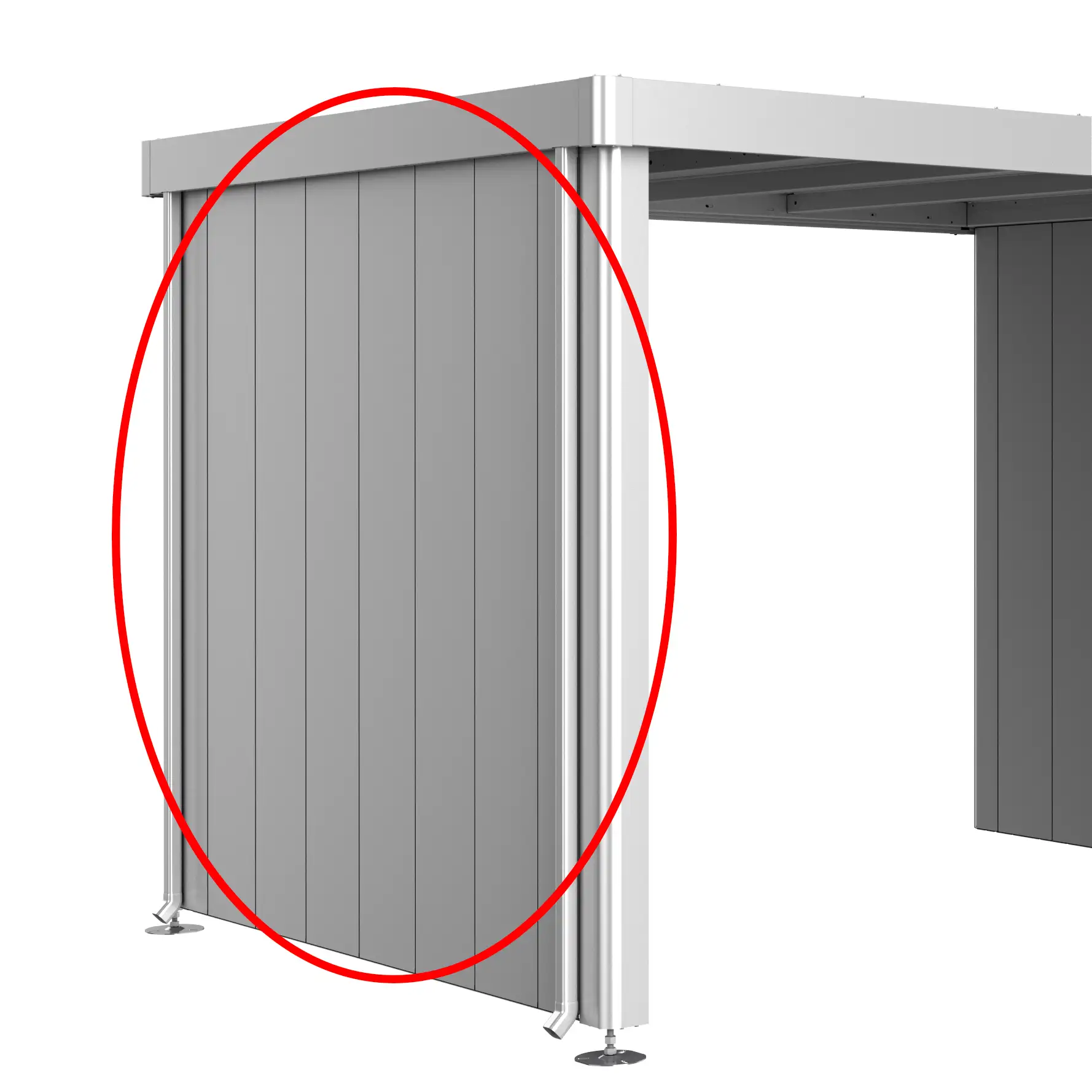 Seitenwände für Seitendach Gerätehaus Neo 4A/4B/4C metallic silber