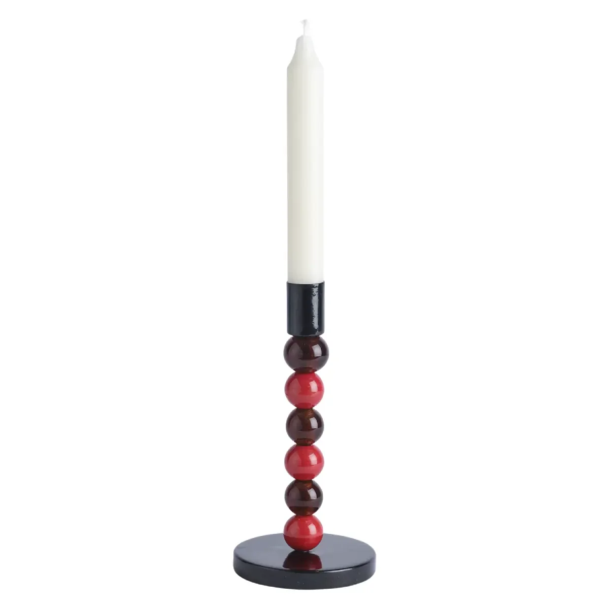 Kerzenständer aus Eisen und Glaskugeln Isabelle H:18,5 cm Rot/Braun