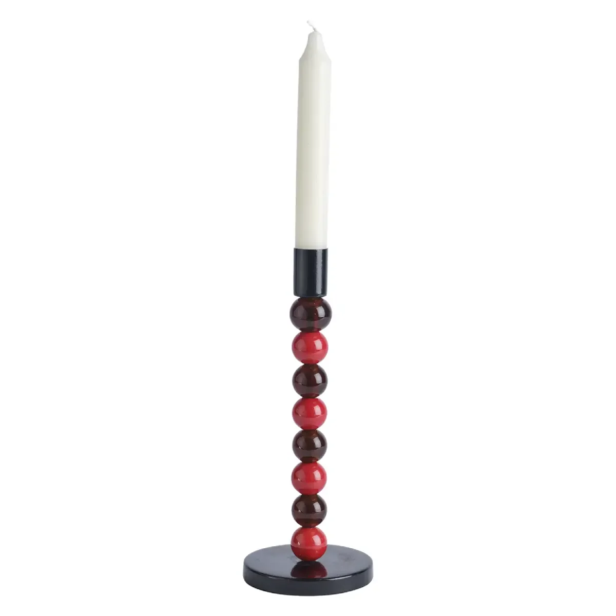 Kerzenständer aus Eisen und Glaskugeln Isabelle H:23 cm Rot/Braun
