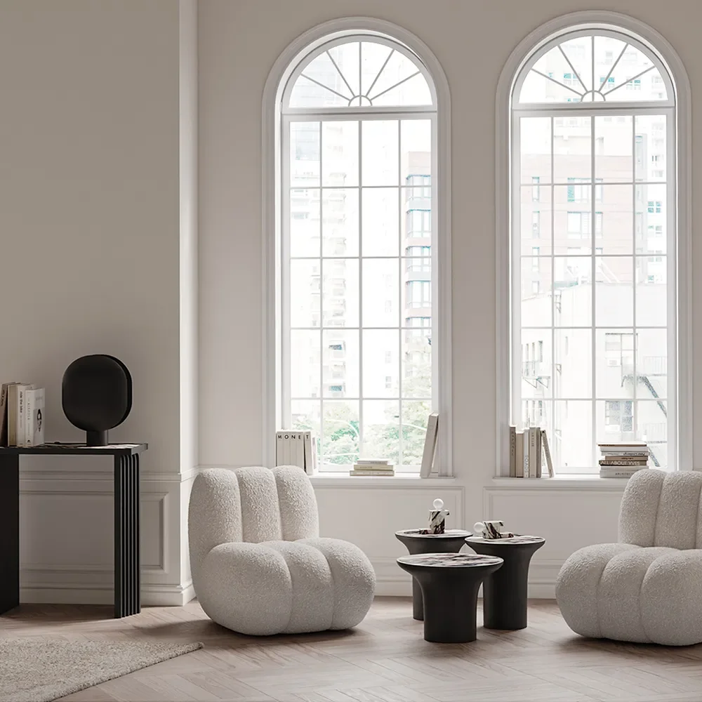 Trumpet Couchtisch, hoch – Calacatta