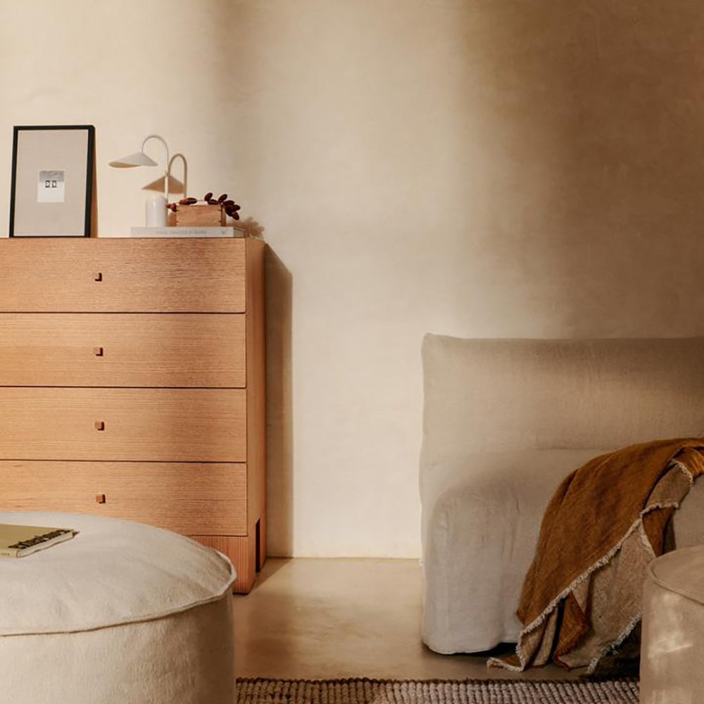  Kuben Kommode 1x4 - Natürliches Eichenfurnier