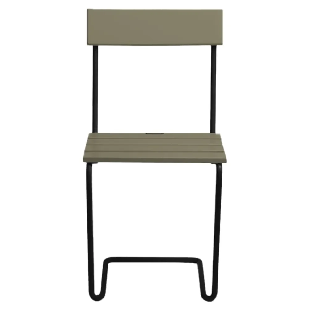 Stuhl 1 Eiche grün lackiert / Ständer schwarz