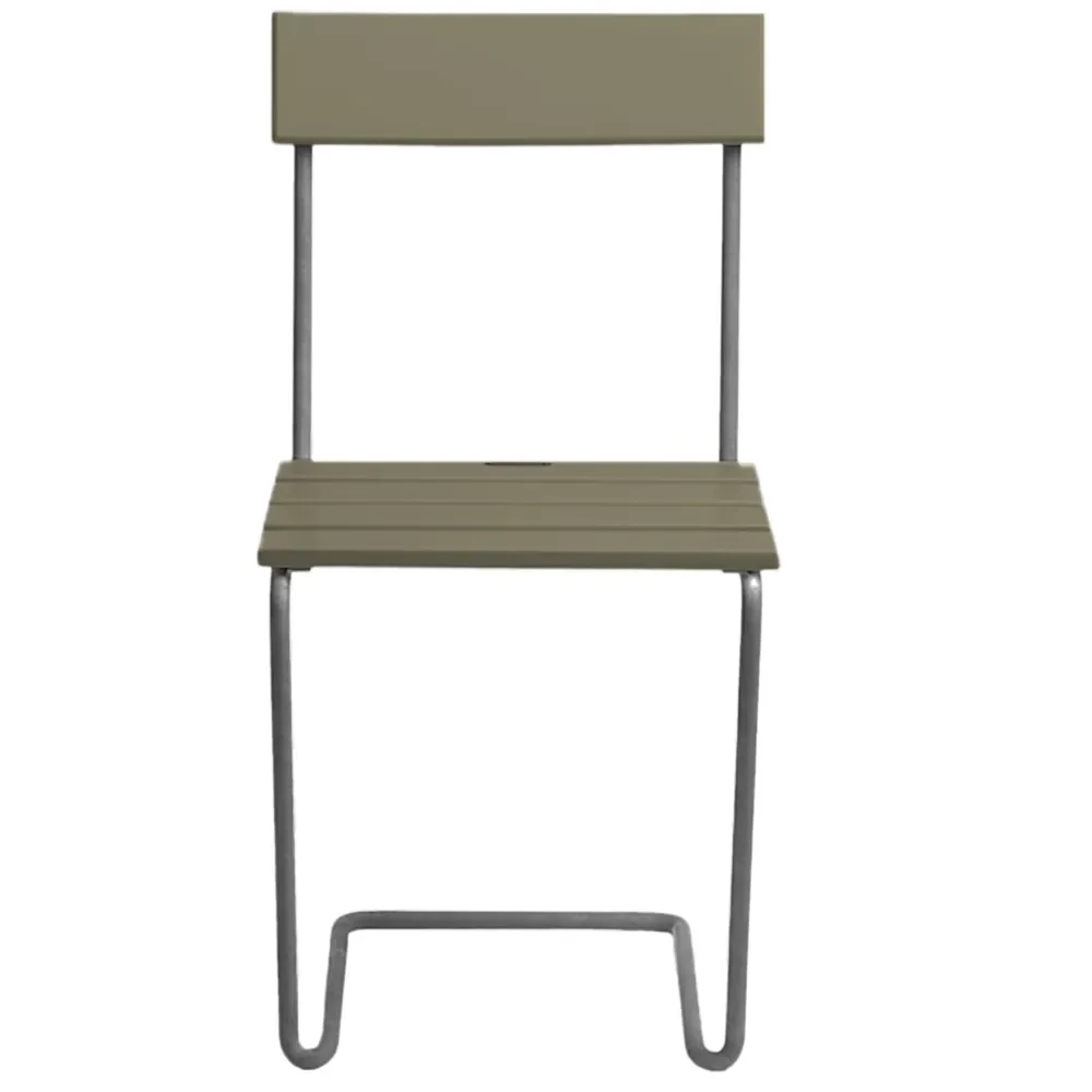 Stuhl 1 Eiche grün lackiert / Rahmen feuerverzinkt