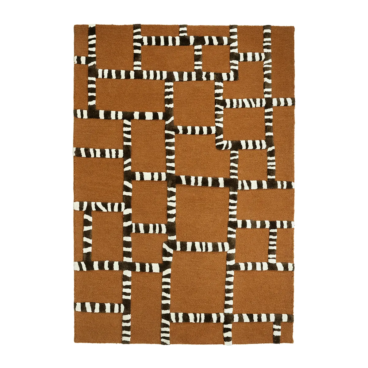 Handgewebter Teppich StripeScape 290x190 cm Caramel