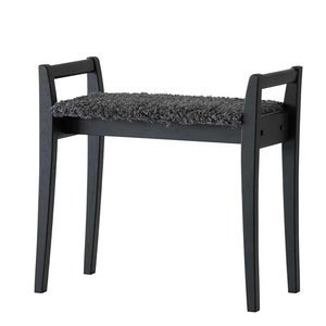Meja Hocker Schwarz gebeizt Eiche/Schafsfelloptik Dunkelgrau
