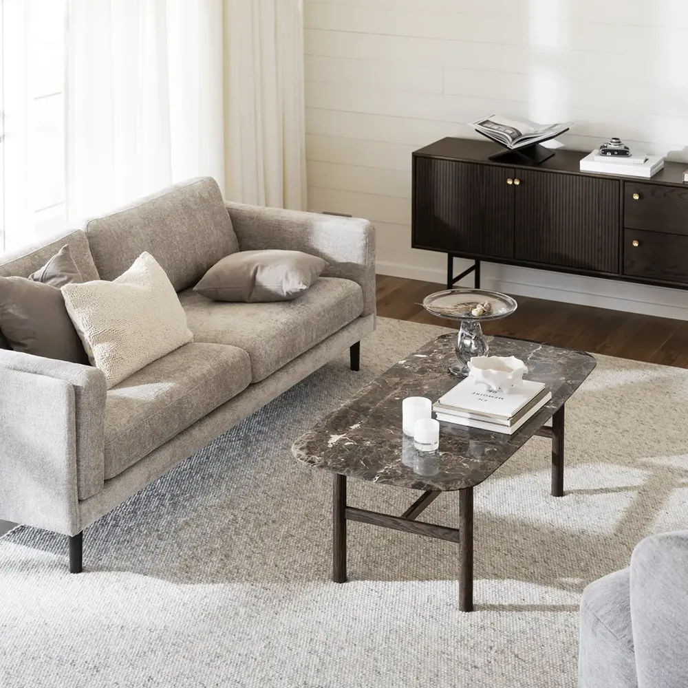 Braden 3-Sitzer-Sofa mit braunen Eichenbeinen/Hellbeige