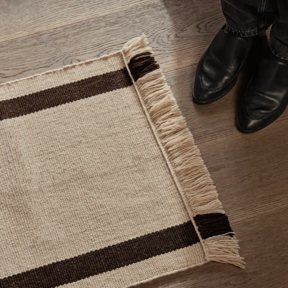 Calm Kelim Teppich 80x200 cm - Off-white/Coffee