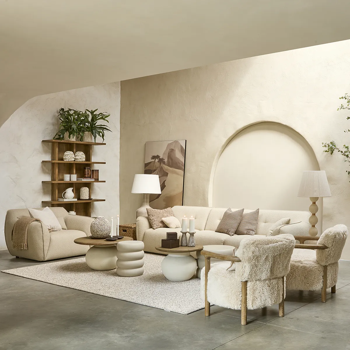 Sessel aus Eschenholz Glenn Cloud Fur Off White