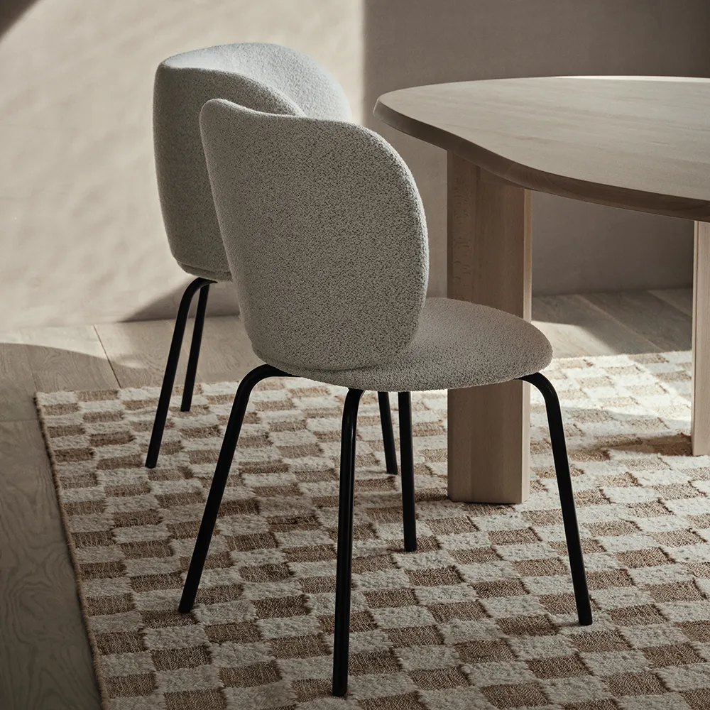 Rico Esszimmerstuhl Black Soft Bouclé - Off-white/Sand