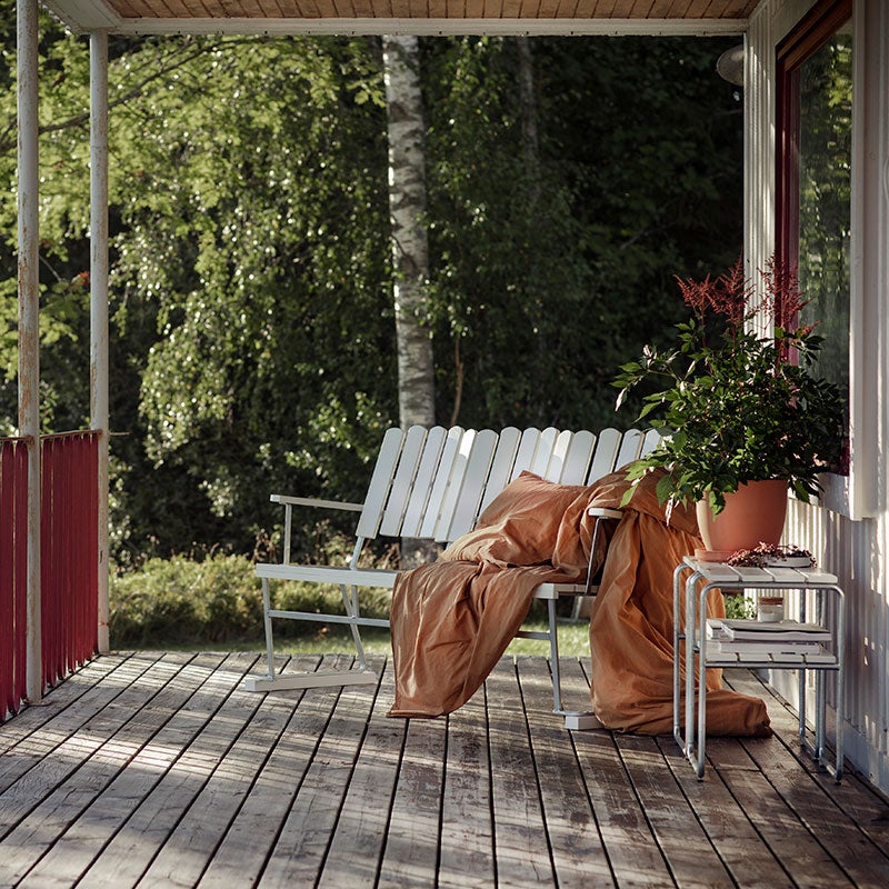 Sofa 6 Eiche weiß lackiert / Gestell feuerverzinkt