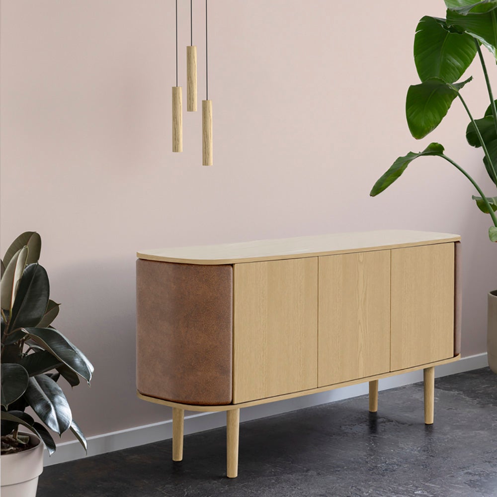 Treasures 3-türiger Schrank Eiche/Brown faux leather