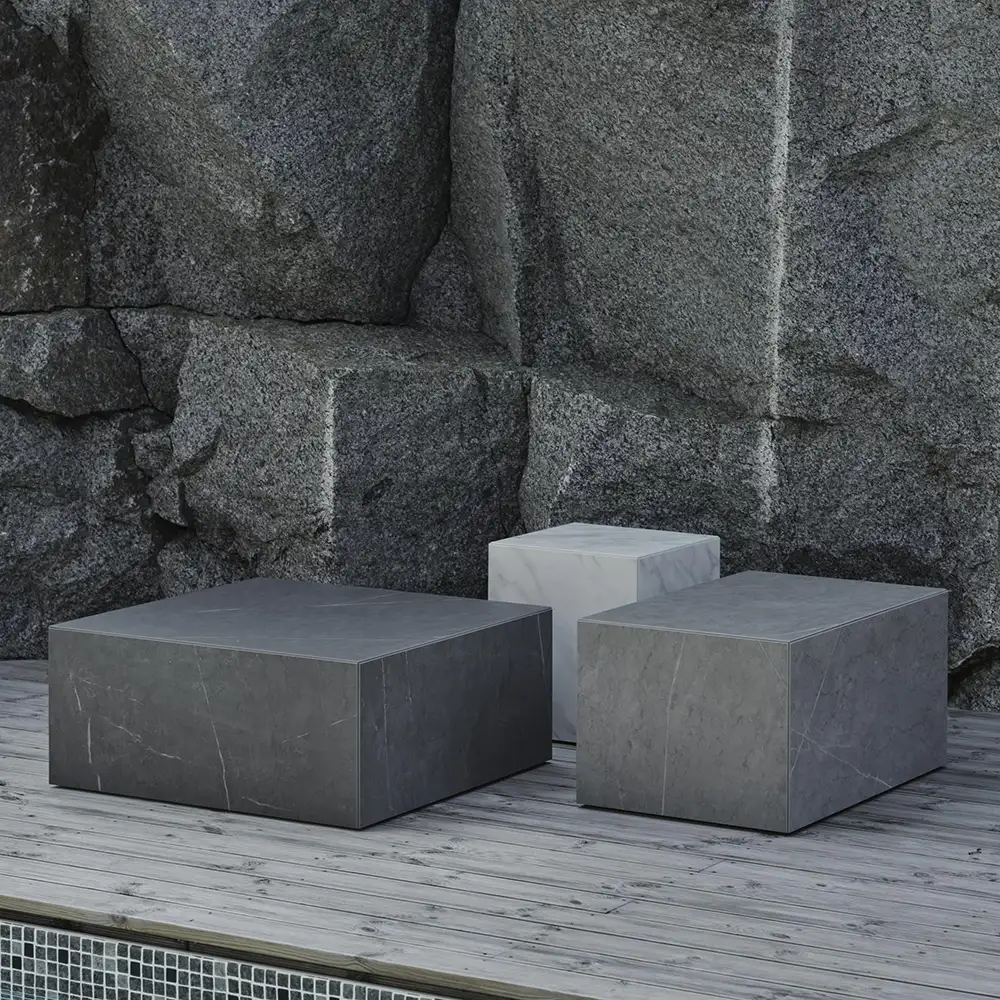 Zten Couchtisch 40x40 cm weiß Marmoroptik