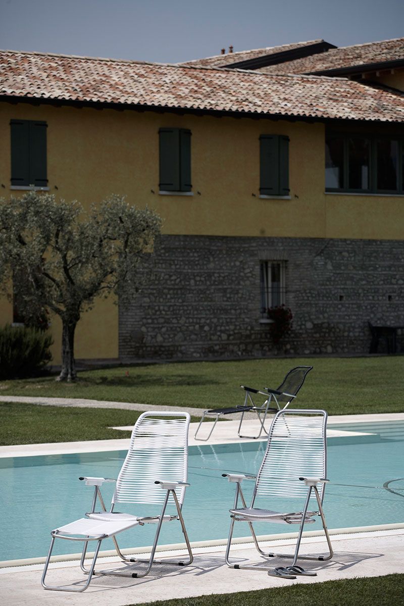 Spaghetti Sonnenliege schwarz Aluminium