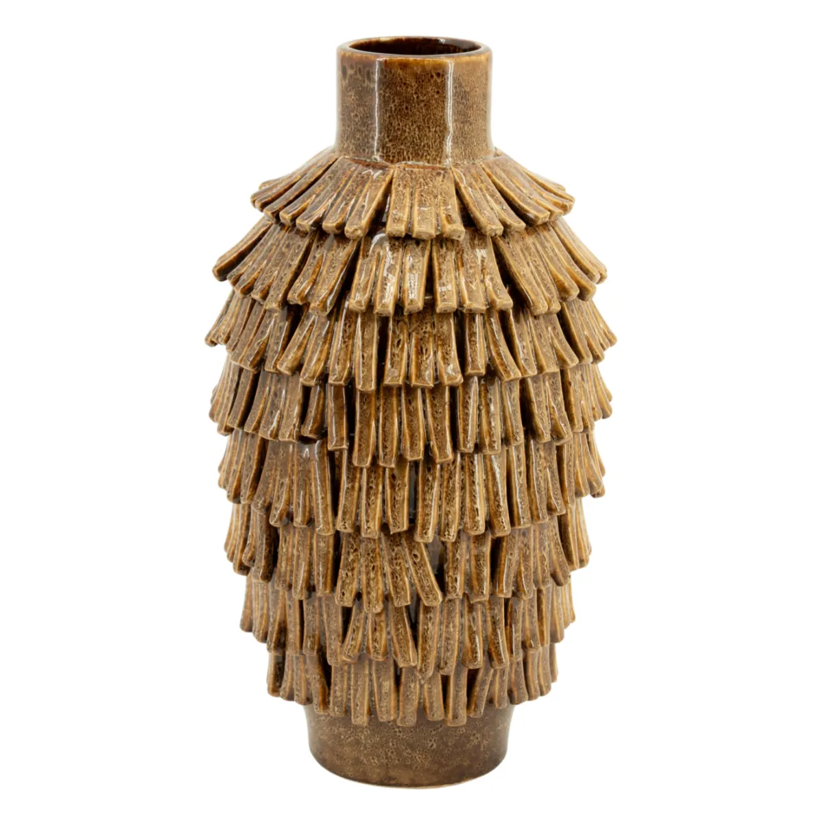 Frappe large Vase 23x22,5x41 cm Steingut Braun