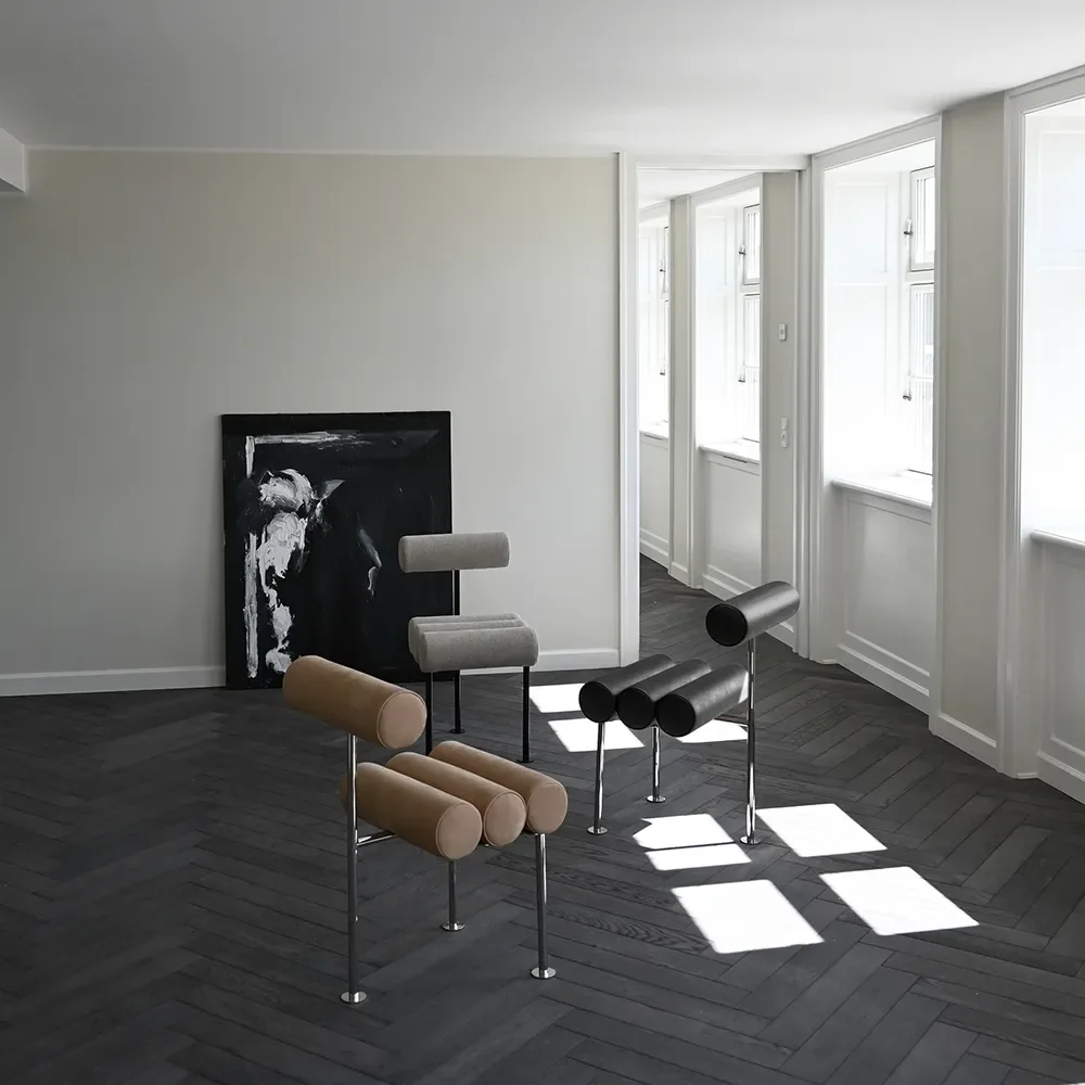 Hiro Esszimmerstuhl, schwarzes Gestell – Leinen