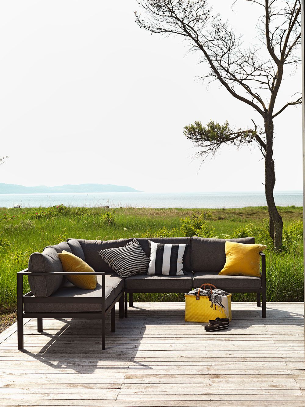 Leone Eckstück Schwarz/Grau Aluminium