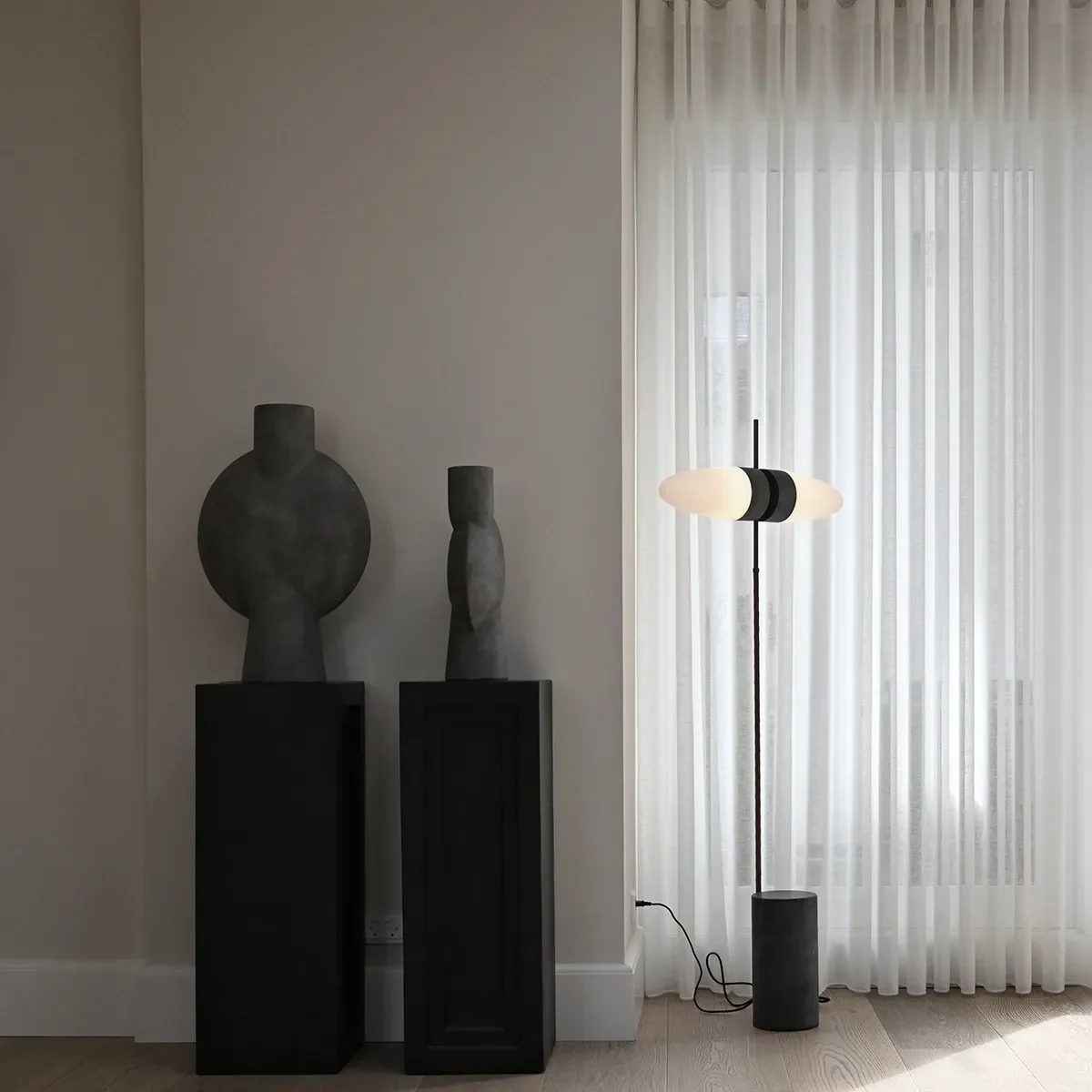 Handbemalte Vase Sphere Bubl Hexa Dark Grey H60 cm