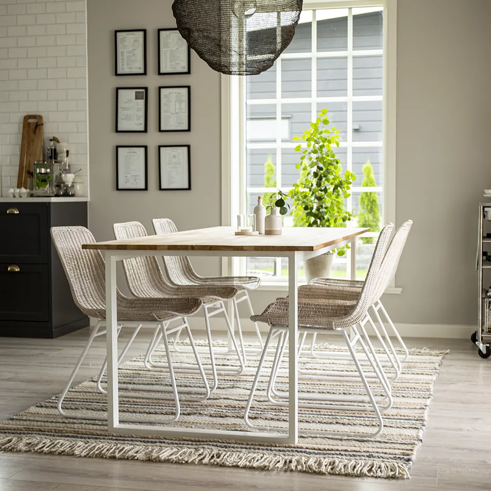 Cirebon Esstisch 90x200 cm weiß/teak