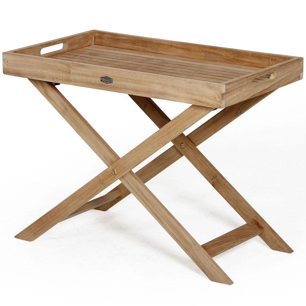 Turin Tablett Tisch 40x70 cm niedrig Teak