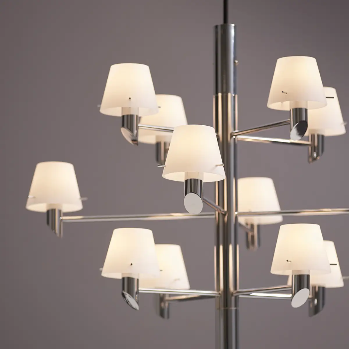 Gil 12 Chrom/Opalglas Kronleuchter Ø 67 x H 56 cm Metall/Glas