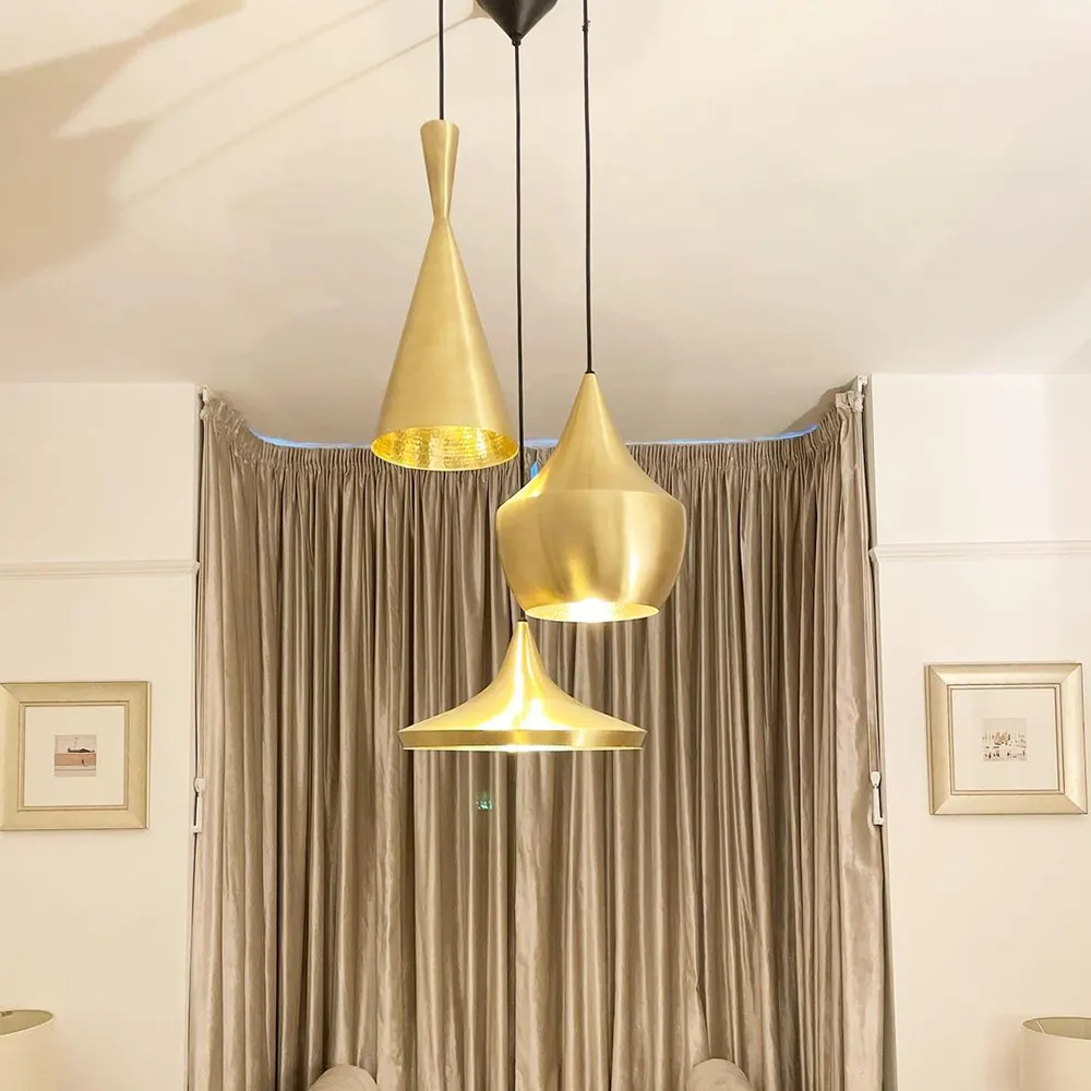 Beat Pendant Tall Brass LED