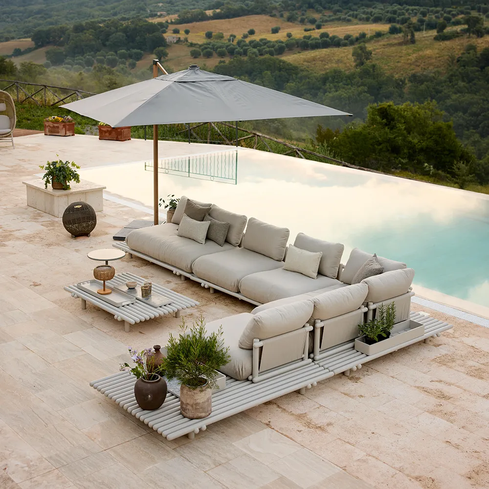 Sticks ecksofa Alu/desert sand