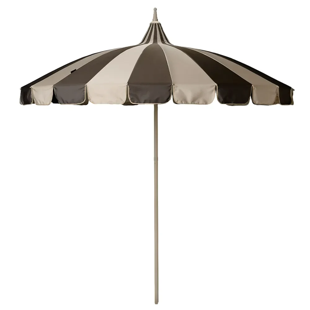 Sonnenschirm Ø240 cm Beige/Braun gestreift