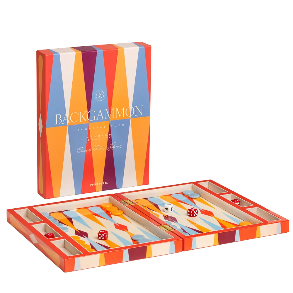 Lacquered Backgammon Red