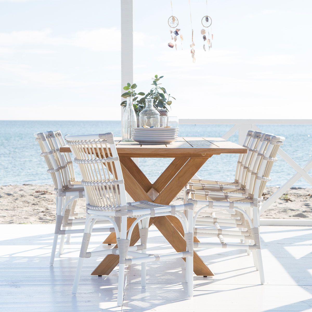 Margret Sessel Rattan weiß / beige