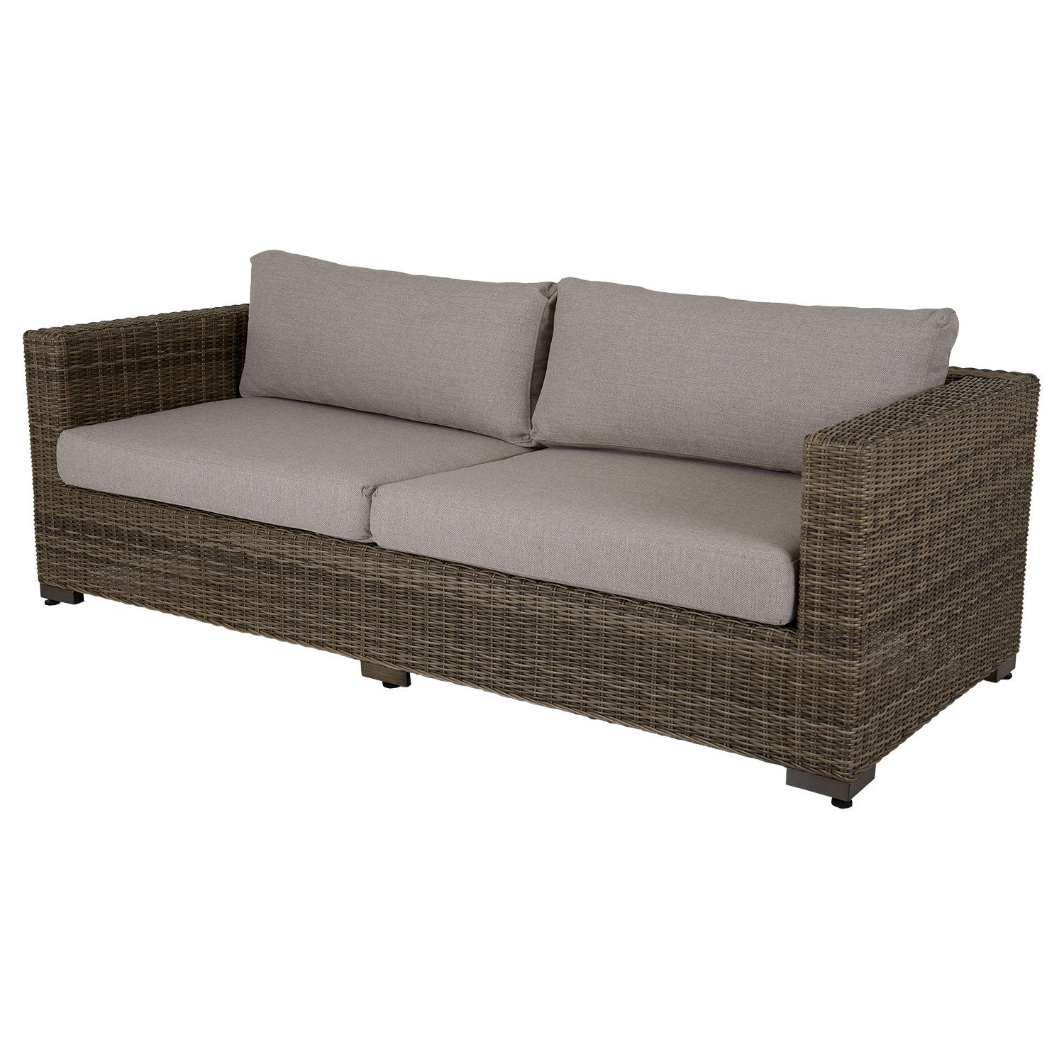 Ninja 3-Sitzer Sofa rustikal Rattan inkl. wasserabweisender Kissen
