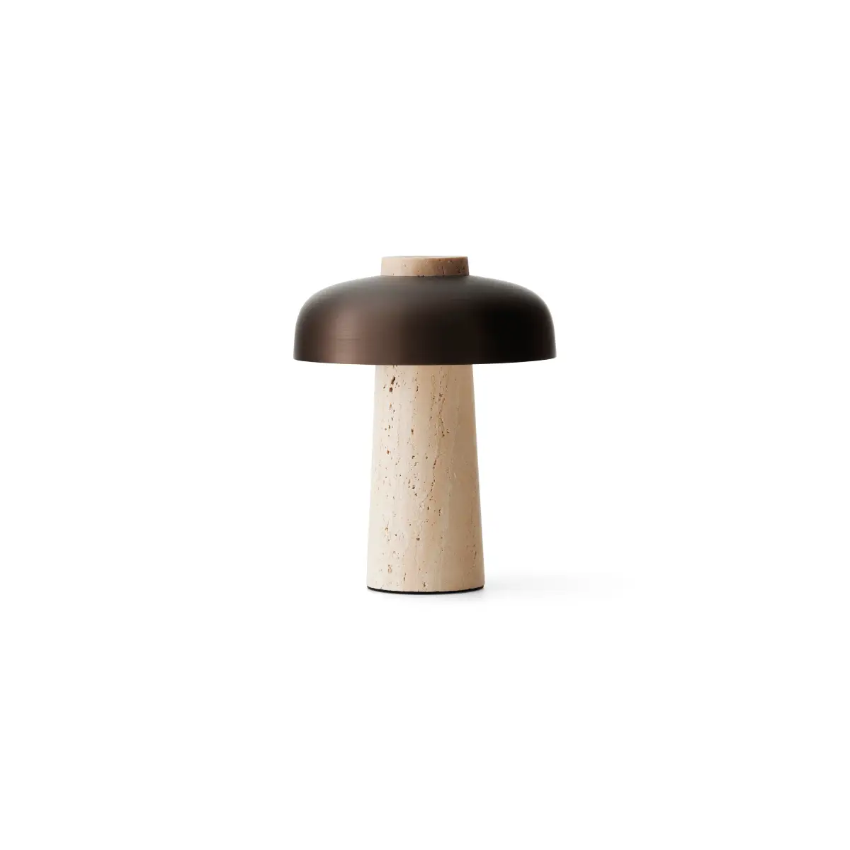 Reverse tragbare Tischlampe Travertine, Sand/Aluminium, brüniert
