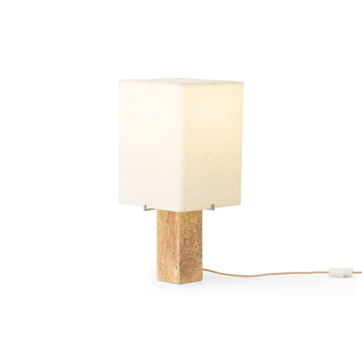 Nonna Tischleuchte Travertin Sand/Textil Sand – H49 cm