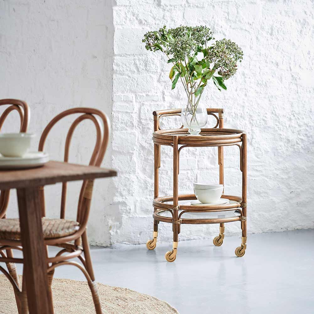 Servierwagen Romeo aus Rattan antik