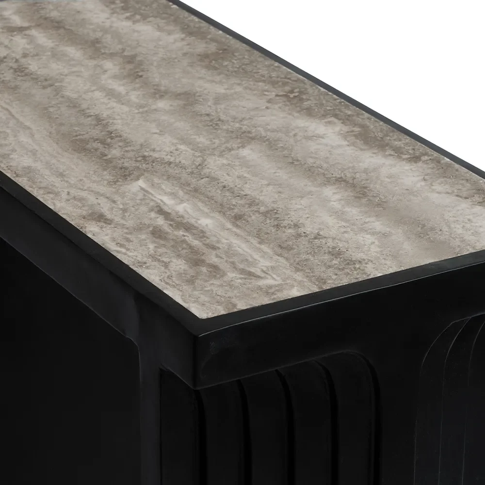 Arc Konsolentisch – Silber-Travertin
