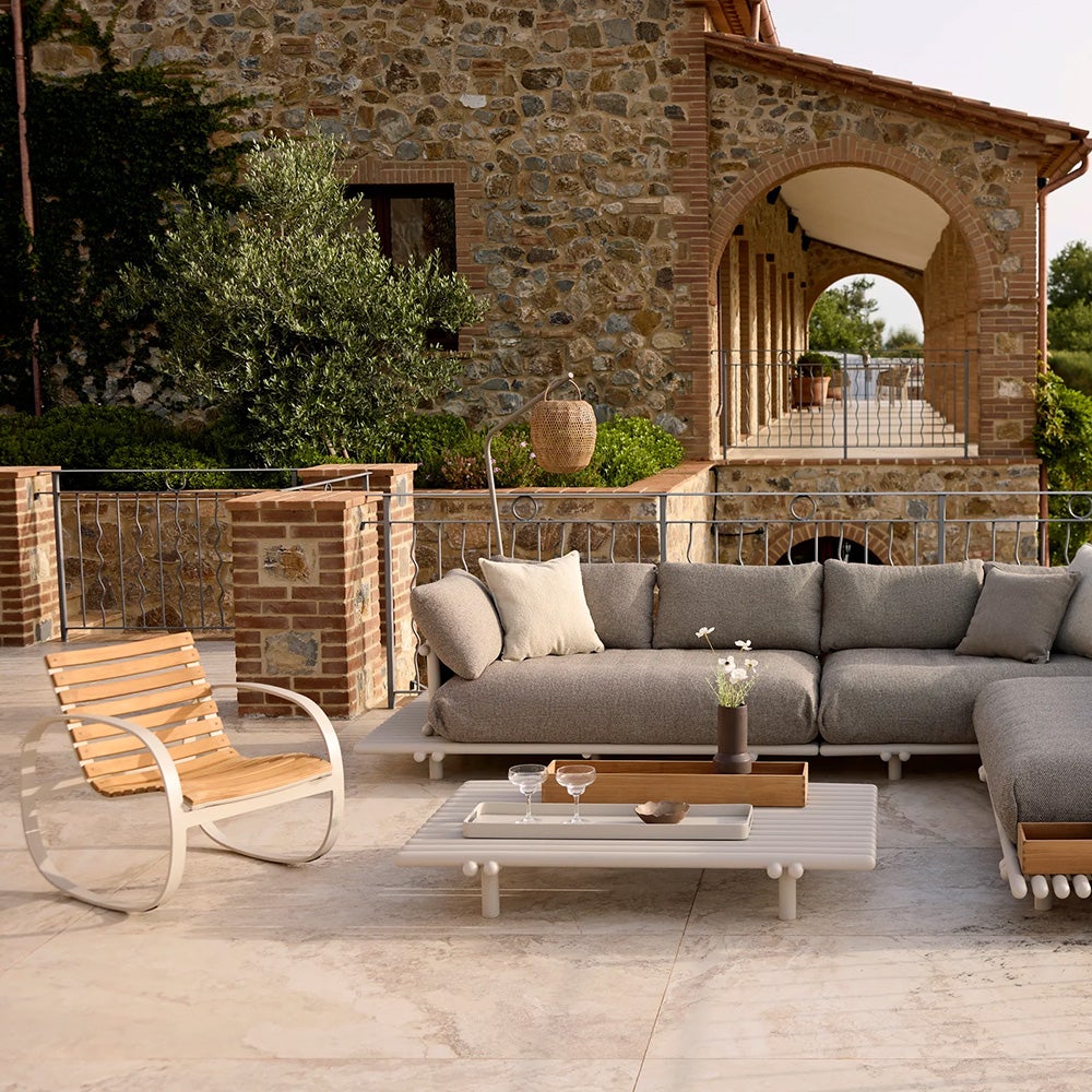 Parc Schaukelstuhl Teak/Sand Aluminium