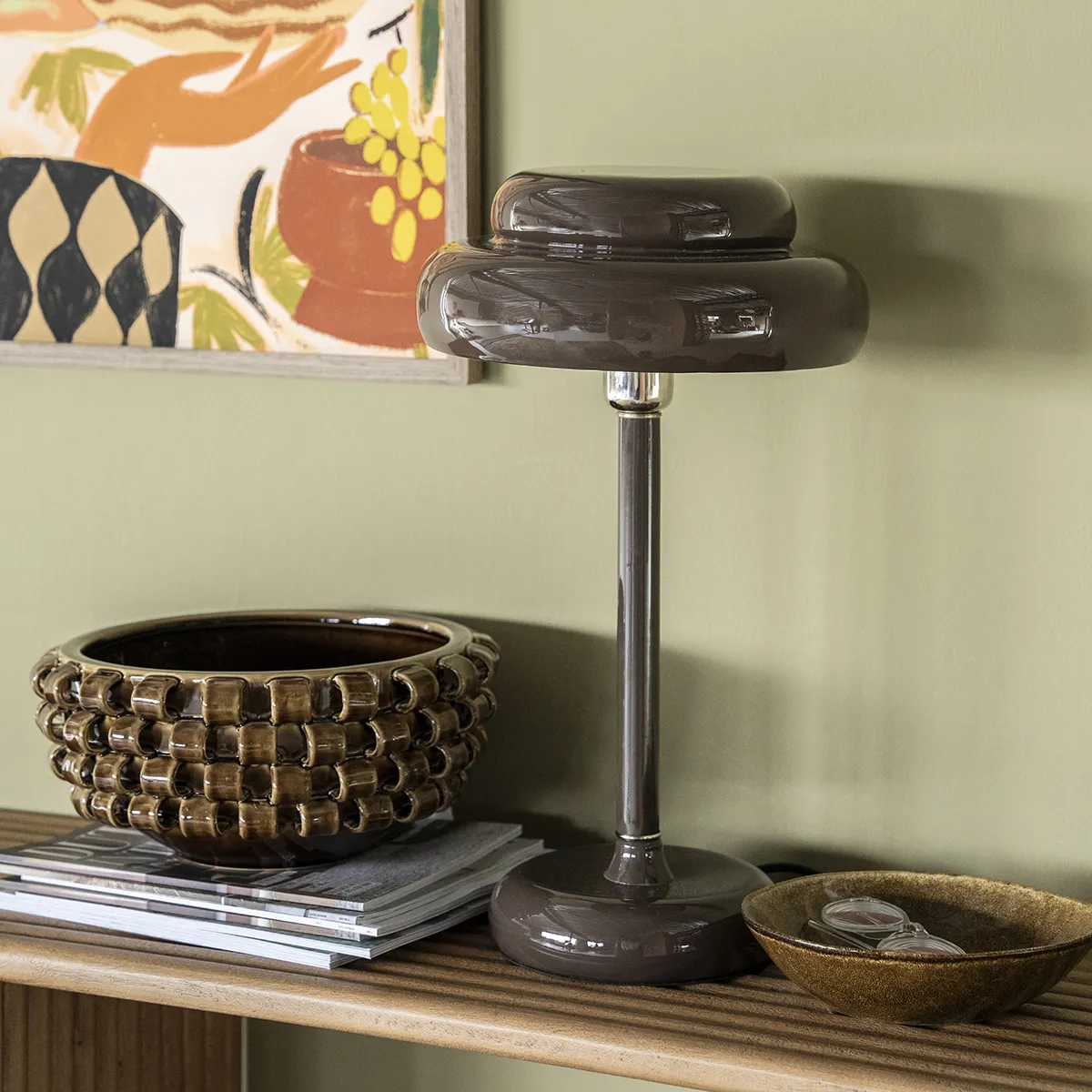 Dimmbare Tischlampe Pomm Dark Brown H 47,5 cm