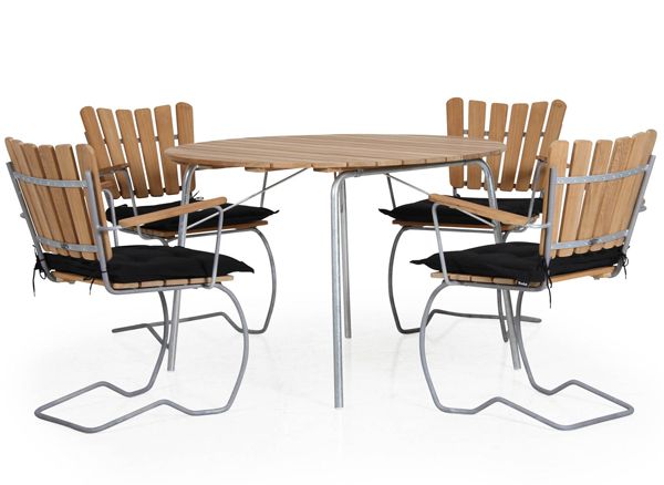 56:an Esstisch 110 cm verzinkt/ Teak