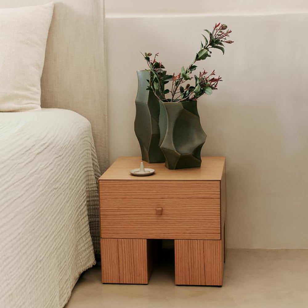  Kuben Nachttisch 1x1 – Natürliches Eichenfurnier