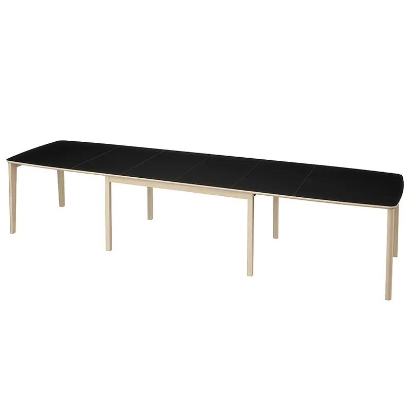 SM107 Esstisch 101x160-316-368 cm Weiß geoltes Eichenholz - Schwarzes Nanolaminat