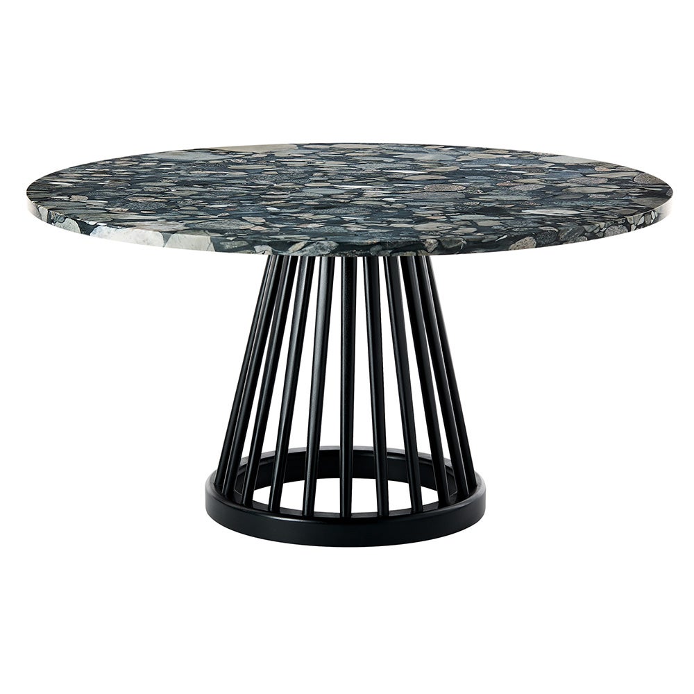 Fan tisch schwarze steinplatte 90 cm pebble