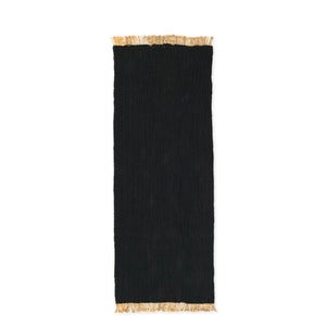 Block Handgewebter Teppich – Schwarz/Naturfarben