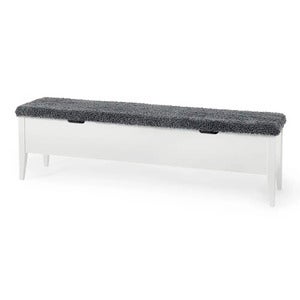 Klinte Bank 160 cm weiß mit echtem Schafsleder