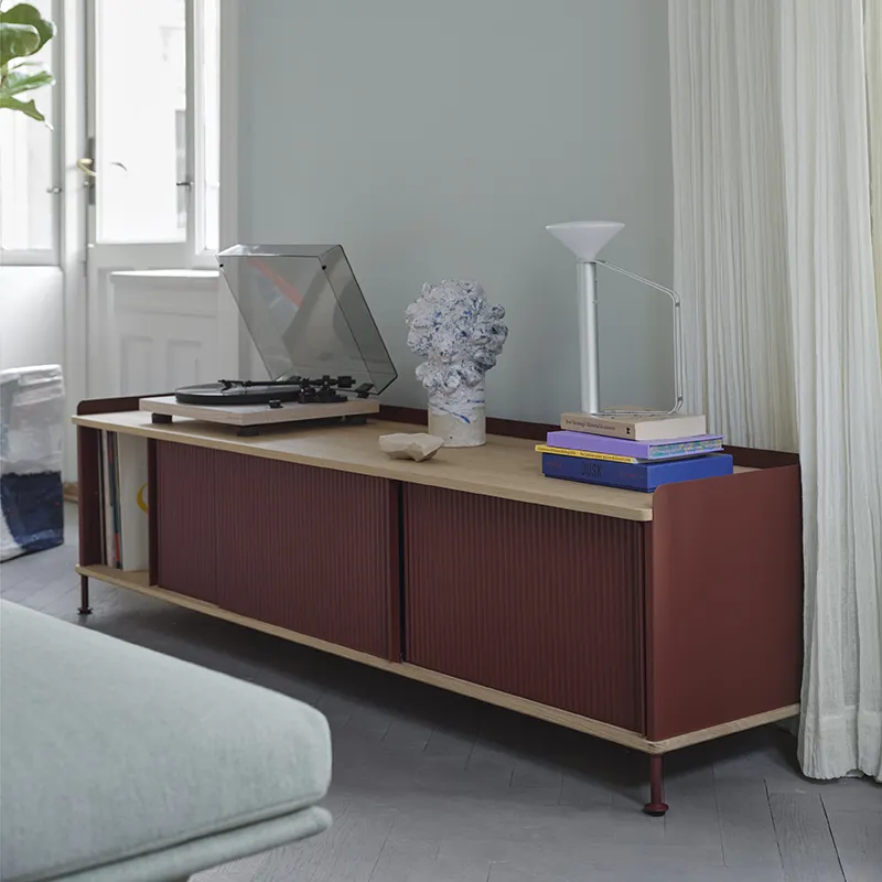 Enfold Anrichte 186 x 45 cm  - oiled oak Deep Red