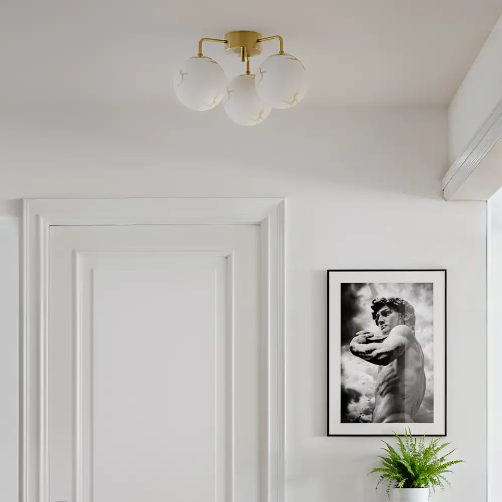 Bellagio Deckenleuchte 3-flammig Messing/Weiß