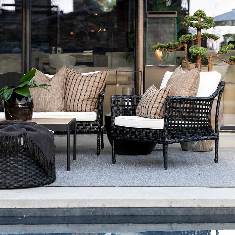 Santa Monica Sofa Schwarz Rattan exkl. Kissen