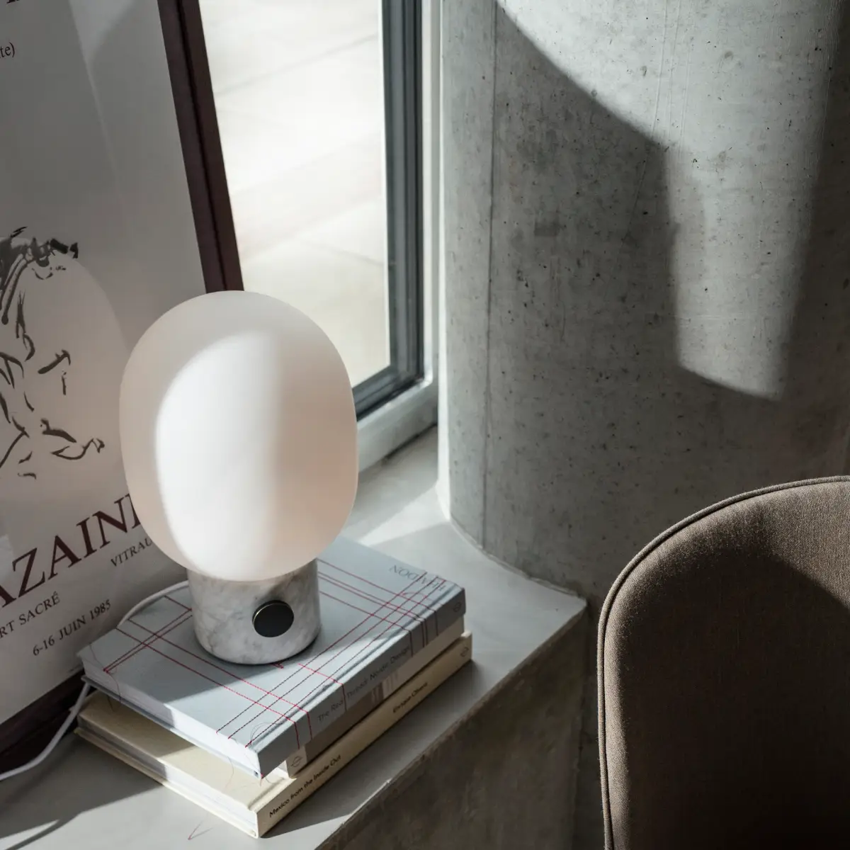 JWDA Tischlampe Carrara Marmor Large